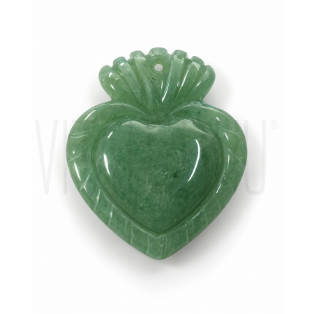 Pendente Sagrado Coração em Aventurina Verde 30x26mm Pendente Sagrado Coração em Aventurina Verde 30x26mm